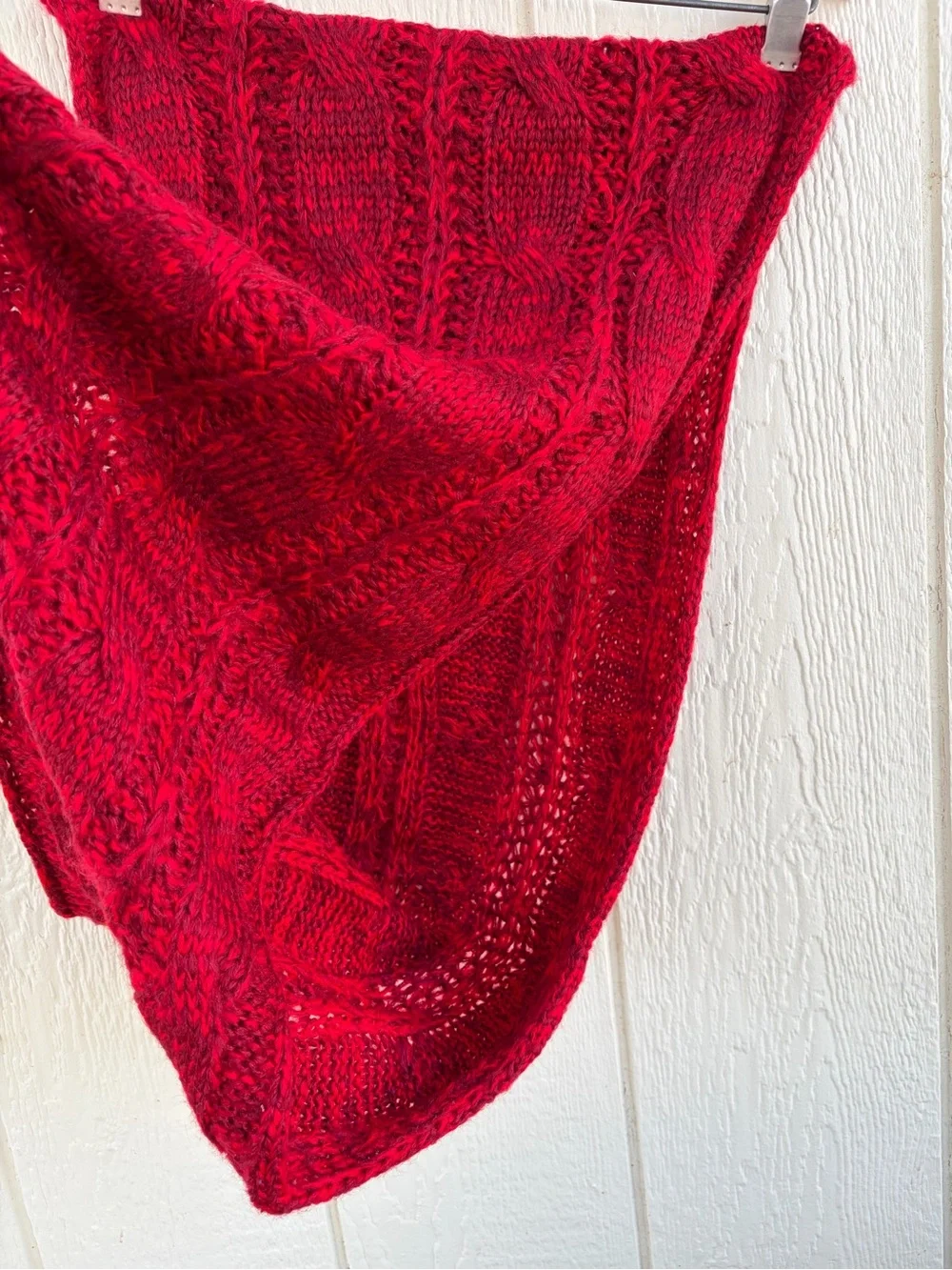 Unisex Large warm knitted long winter scarf Red